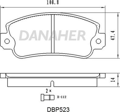 Danaher DBP523 - Тормозные колодки, дисковые, комплект unicars.by