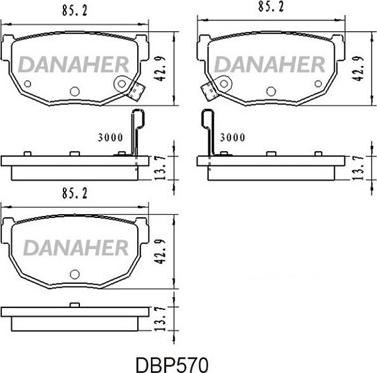 Danaher DBP570 - Тормозные колодки, дисковые, комплект unicars.by