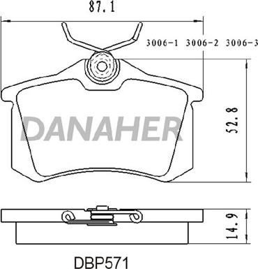 Danaher DBP571 - Тормозные колодки, дисковые, комплект unicars.by