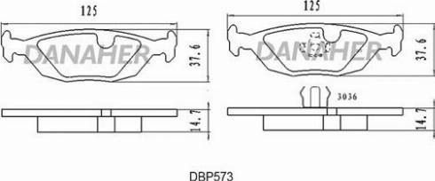 Danaher DBP573 - Тормозные колодки, дисковые, комплект unicars.by