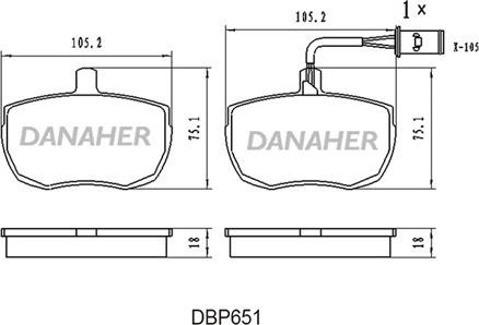 Danaher DBP651 - Тормозные колодки, дисковые, комплект unicars.by