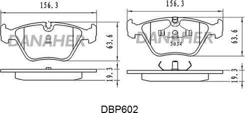 Danaher DBP602 - Тормозные колодки, дисковые, комплект unicars.by