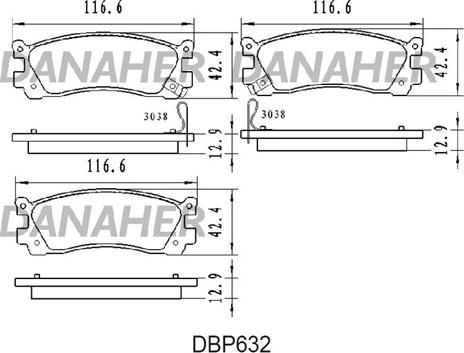 Danaher DBP632 - Тормозные колодки, дисковые, комплект unicars.by