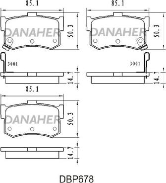 Danaher DBP678 - Тормозные колодки, дисковые, комплект unicars.by