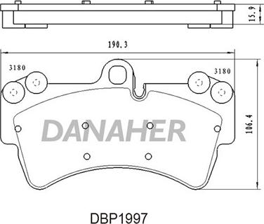 Danaher DBP1997 - Тормозные колодки, дисковые, комплект unicars.by