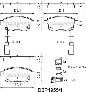 Danaher DBP1955/1 - Тормозные колодки, дисковые, комплект unicars.by