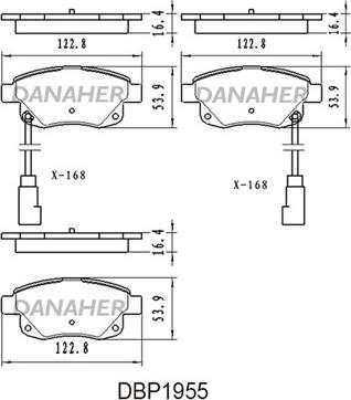 Danaher DBP1955 - Тормозные колодки, дисковые, комплект unicars.by