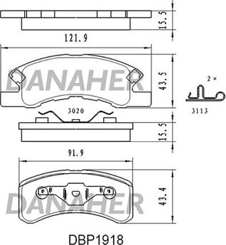 Danaher DBP1918 - Тормозные колодки, дисковые, комплект unicars.by