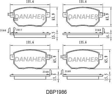 Danaher DBP1986 - Тормозные колодки, дисковые, комплект unicars.by