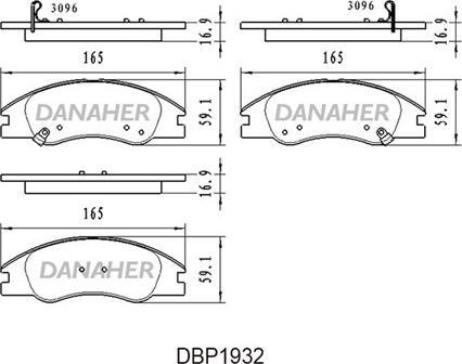 Danaher DBP1932 - Тормозные колодки, дисковые, комплект unicars.by