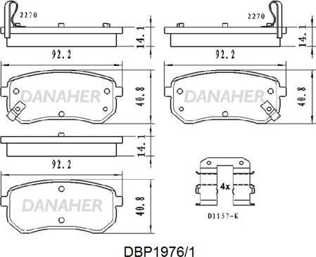 Danaher DBP1976/1 - Тормозные колодки, дисковые, комплект unicars.by