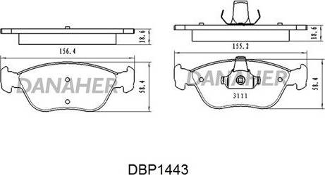 Danaher DBP1443 - Тормозные колодки, дисковые, комплект unicars.by