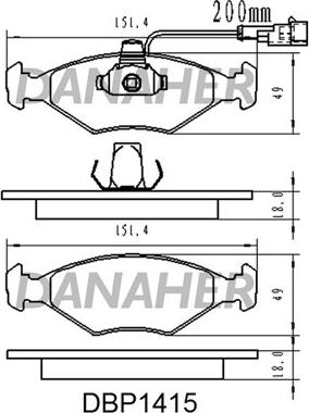 Danaher DBP1415 - Тормозные колодки, дисковые, комплект unicars.by