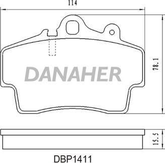 Danaher DBP1411 - Тормозные колодки, дисковые, комплект unicars.by