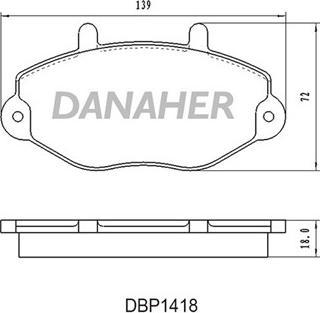 Danaher DBP1418 - Тормозные колодки, дисковые, комплект unicars.by