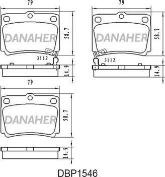 Danaher DBP1546 - Тормозные колодки, дисковые, комплект unicars.by