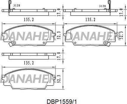 Danaher DBP1559/1 - Тормозные колодки, дисковые, комплект unicars.by