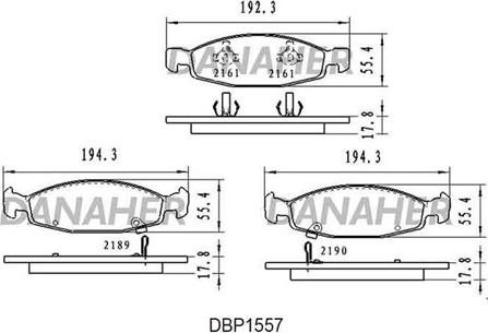 Danaher DBP1557 - Тормозные колодки, дисковые, комплект unicars.by