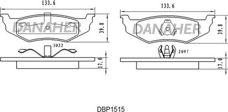 Danaher DBP1515 - Тормозные колодки, дисковые, комплект unicars.by