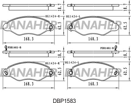 Danaher DBP1583 - Тормозные колодки, дисковые, комплект unicars.by