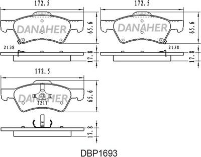 Danaher DBP1693 - Тормозные колодки, дисковые, комплект unicars.by