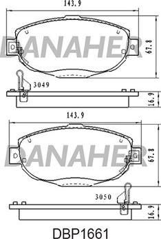 Danaher DBP1661 - Тормозные колодки, дисковые, комплект unicars.by