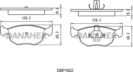 Danaher DBP1602 - Тормозные колодки, дисковые, комплект unicars.by