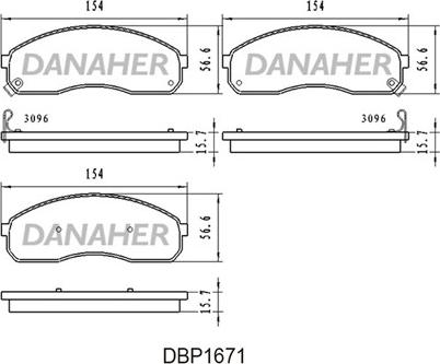 Danaher DBP1671 - Тормозные колодки, дисковые, комплект unicars.by