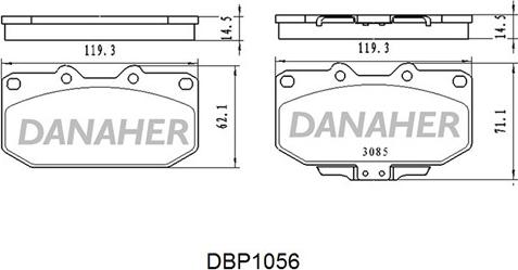 Danaher DBP1056 - Тормозные колодки, дисковые, комплект unicars.by