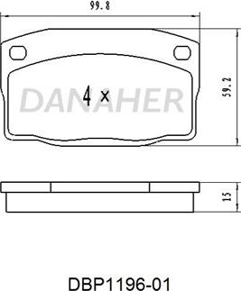 Danaher DBP1196-01 - Тормозные колодки, дисковые, комплект unicars.by