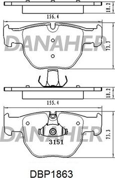 Danaher DBP1863 - Тормозные колодки, дисковые, комплект unicars.by