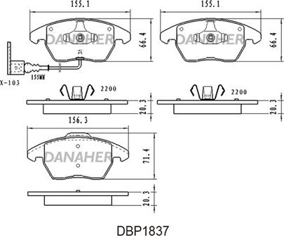 Danaher DBP1837 - Тормозные колодки, дисковые, комплект unicars.by