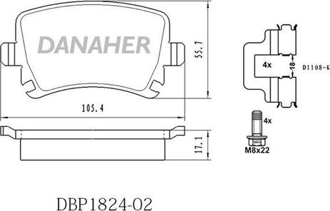 Danaher DBP1824-02 - Тормозные колодки, дисковые, комплект unicars.by