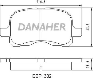 Danaher DBP1302 - Тормозные колодки, дисковые, комплект unicars.by