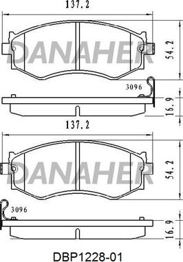 Danaher DBP1228-01 - Тормозные колодки, дисковые, комплект unicars.by