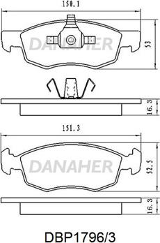 Danaher DBP1796/3 - Тормозные колодки, дисковые, комплект unicars.by