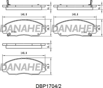 Danaher DBP1704/2 - Тормозные колодки, дисковые, комплект unicars.by