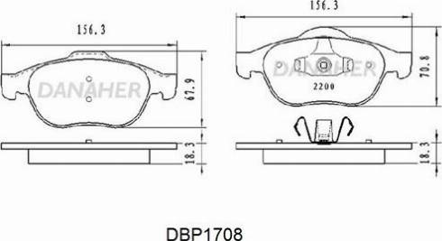 Danaher DBP1708 - Тормозные колодки, дисковые, комплект unicars.by