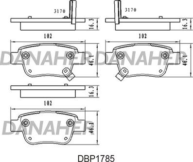 Danaher DBP1785 - Тормозные колодки, дисковые, комплект unicars.by