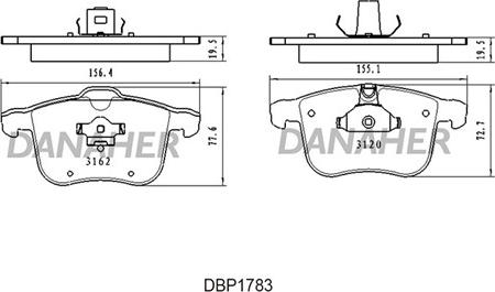 Danaher DBP1783 - Тормозные колодки, дисковые, комплект unicars.by