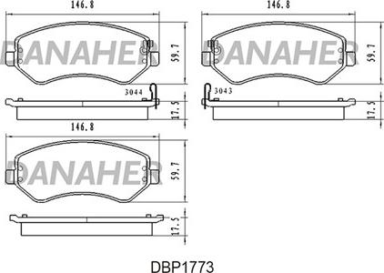 Danaher DBP1773 - Тормозные колодки, дисковые, комплект unicars.by