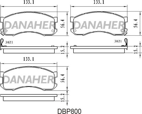 Danaher DBP800 - Тормозные колодки, дисковые, комплект unicars.by