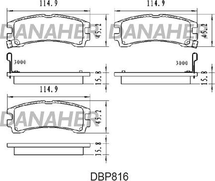 Danaher DBP816 - Тормозные колодки, дисковые, комплект unicars.by