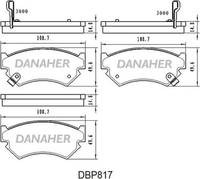 Danaher DBP817 - Тормозные колодки, дисковые, комплект unicars.by