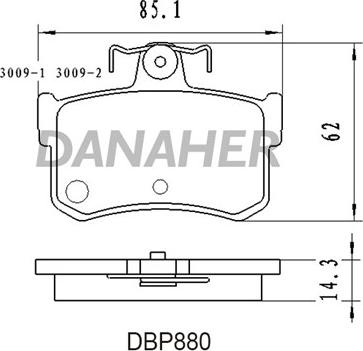 Danaher DBP880 - Тормозные колодки, дисковые, комплект unicars.by