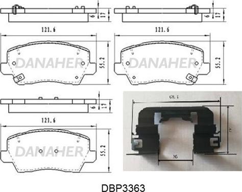 Danaher DBP3363 - Тормозные колодки, дисковые, комплект unicars.by