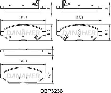 Danaher DBP3236 - Тормозные колодки, дисковые, комплект unicars.by