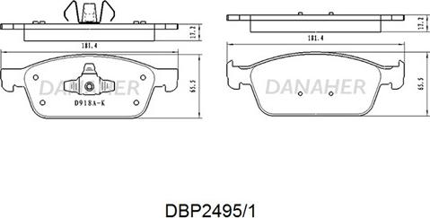 Danaher DBP2495/1 - Тормозные колодки, дисковые, комплект unicars.by