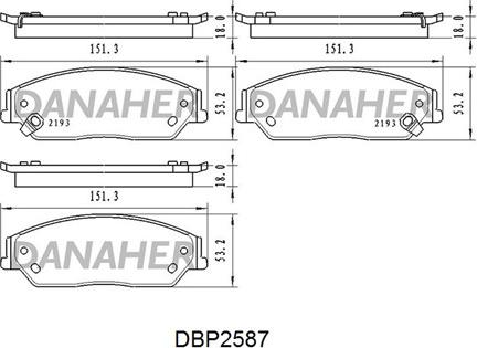 Danaher DBP2587 - Тормозные колодки, дисковые, комплект unicars.by