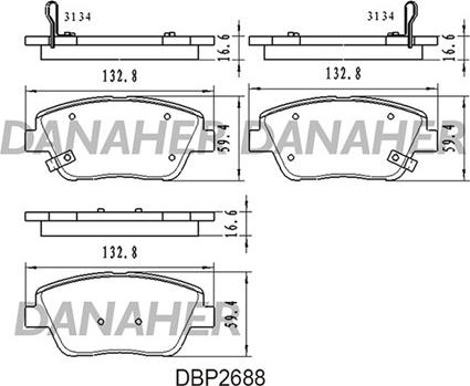 Danaher DBP2688 - Тормозные колодки, дисковые, комплект unicars.by